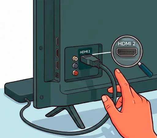 Verifica el número de puerto HDMI (ej. HDMI 2) detrás o al lado de tu TV.