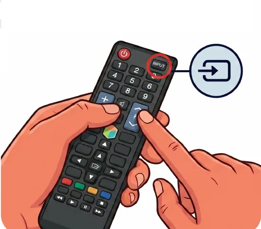 Toma el control del TV, presiona el botón INPUT / SOURCE.