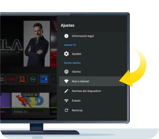 Selecciona la opción Red e Internet para ver las redes Wi-Fi disponibles.