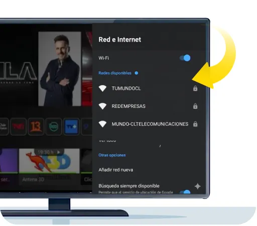 Elige tu red Wi-Fi e ingresa la contraseña.